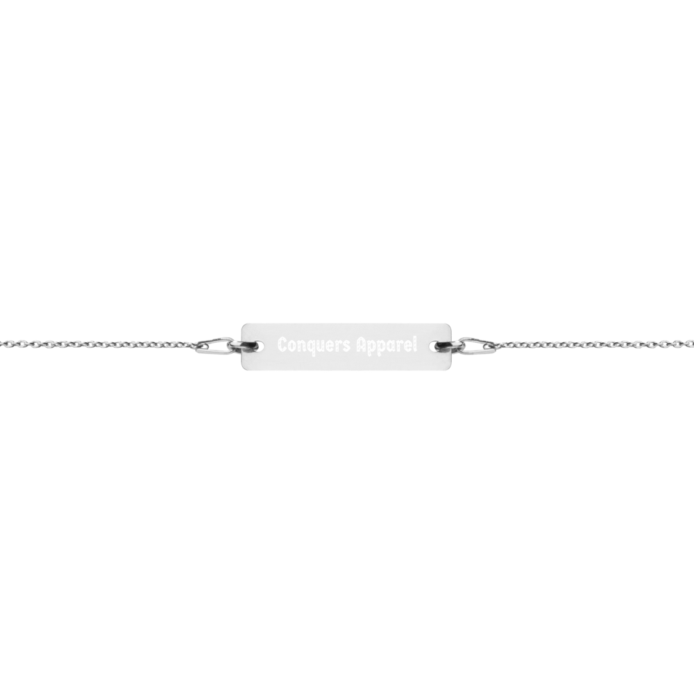 CA Engraved Silver Bar Chain Bracelet