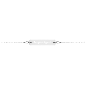 CA Engraved Silver Bar Chain Bracelet