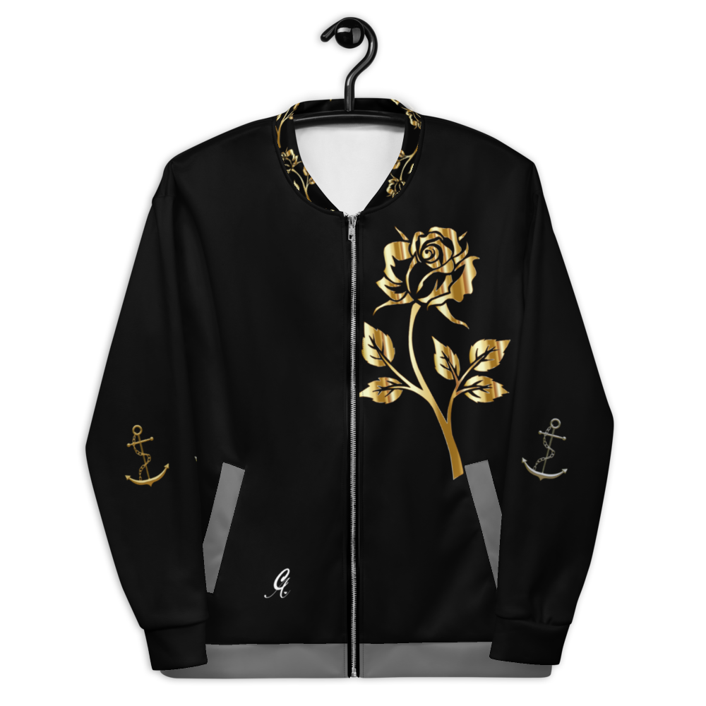 Gold Rose Bomber Jacket